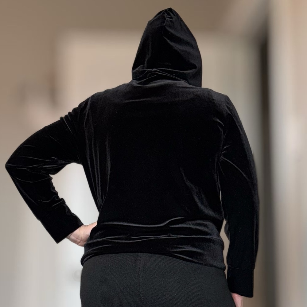 By Stacy London Velvet Black Hoodie - Picture 2 of 13